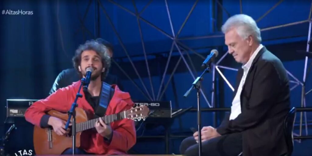 Pedro Bial aparece ao lado do filho gato, Theo, e faz declaração de amor rara em forma de música (Foto: Reprodução / Globo)