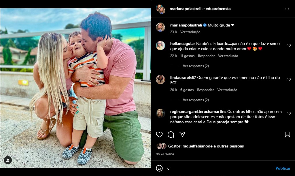 Eduardo Costa surge ao lado do grande amor, filho e divide opiniões - Foto: Reprodução/Instagram