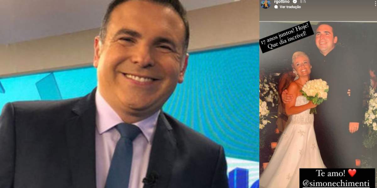 Reinaldo Gottino surge no altar com grande amor e se declara com foto rara (Foto: Reprodução)