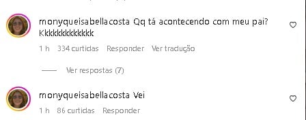 Filha do cantor reagiu e se mostrou surpresa com a atitude do pai famoso