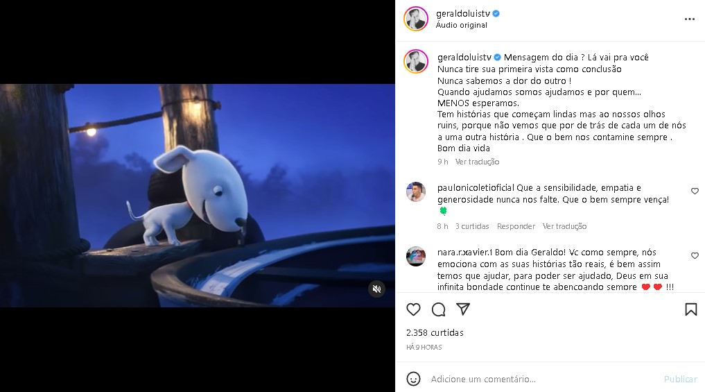 Geraldo Luís deixou importante recado (Foto: Reprodução/ Instagram)