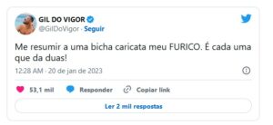 BBB23 - Ao ser chamado de 'bicha caricata', Gil do Vigor solta o verbo contra Fred Nicácio (Foto: Reprodução / Twitter)