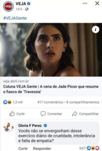 Gloria Perez perde a linha com críticas pesadas contra Travessia e se revolta (Foto: Reprodução / Facebook)