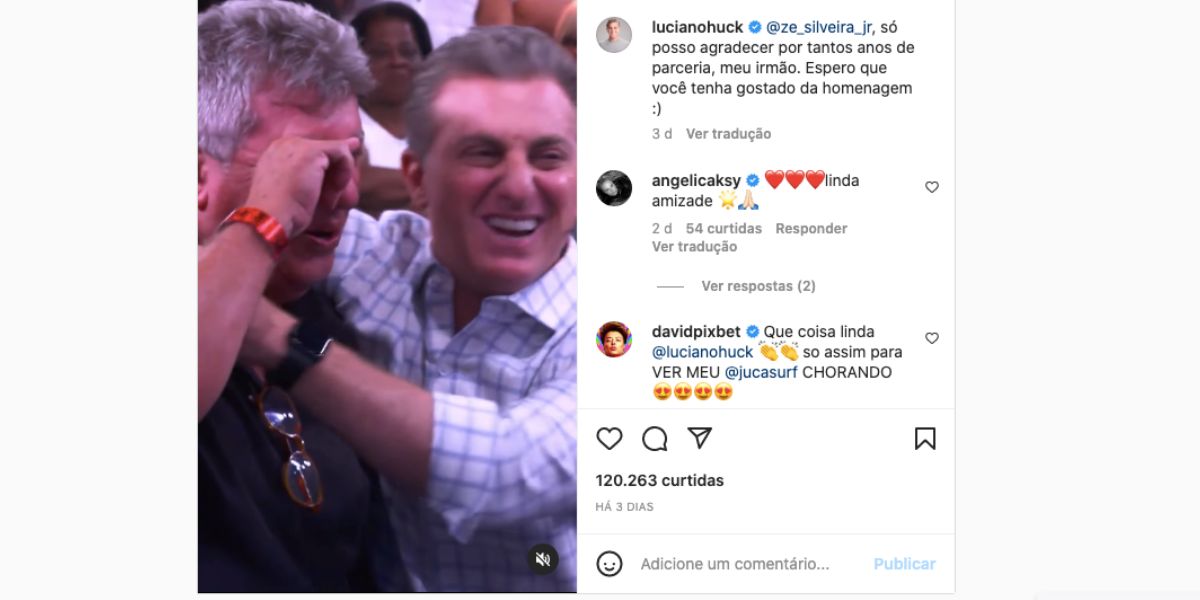 Luciano Huck se despede de funcionário no Domingão, da Globo (Reprodução) 