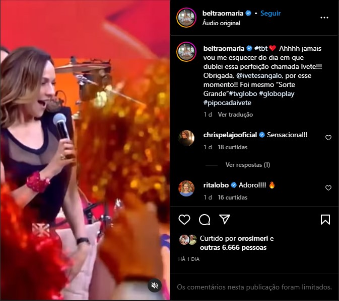 Maria Beltrão, mostra vídeo do que passou com Ivete Sangalo - Foto: Reprodução