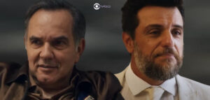 Travessia - Inimigos de fachada, Guerra e Moretti são cúmplices e formam uma dupla criminosa (Foto: Reprodução / Globo / Montagem TV Foco)