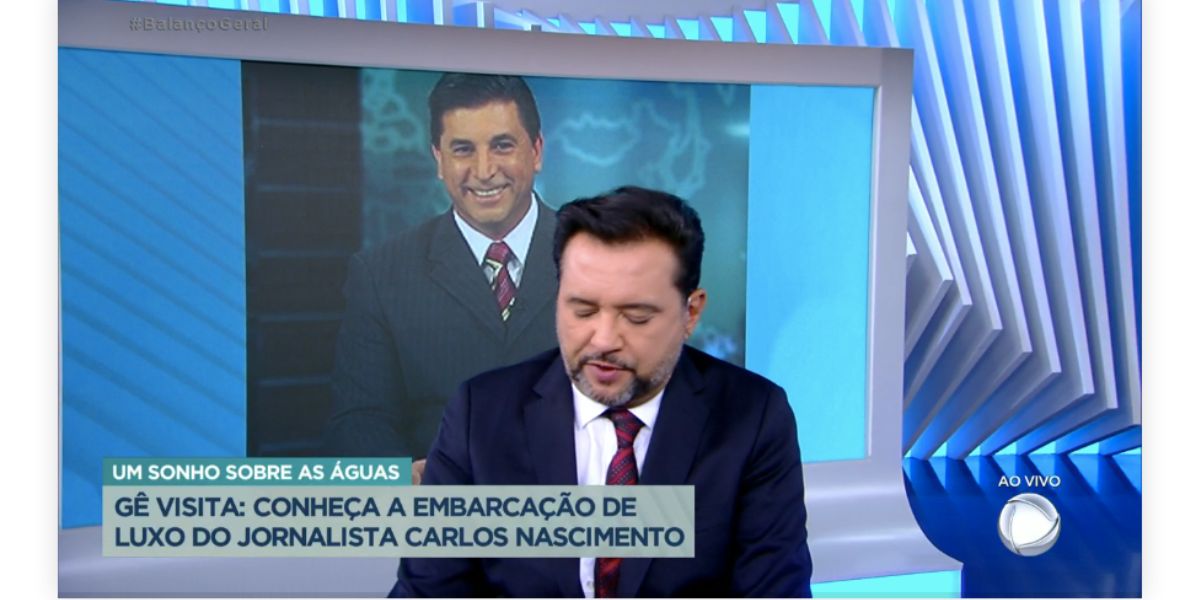 No Balanço Geral, Geraldo Luís quebra protocolo, fala sobre Silvio Santos e fala de convide de empresário para Carlos Nascimento voltar temporariamente para o SBT (Foto: Reproduções / Record)