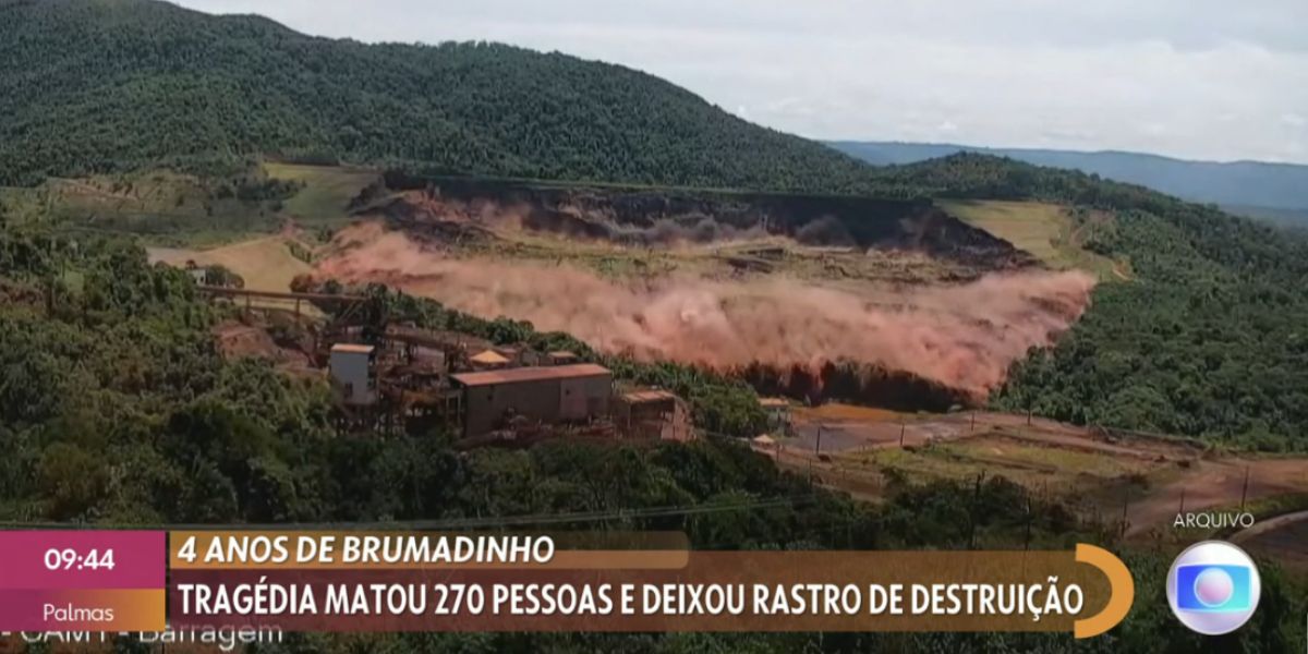 Patrícia Poeta dá notícia sobre tragédia de Brumadinho, que está completando quatro anos, no Encontro e deixa o Brasil arrasado com imagens de destruição (Foto: Reprodução / Globo)