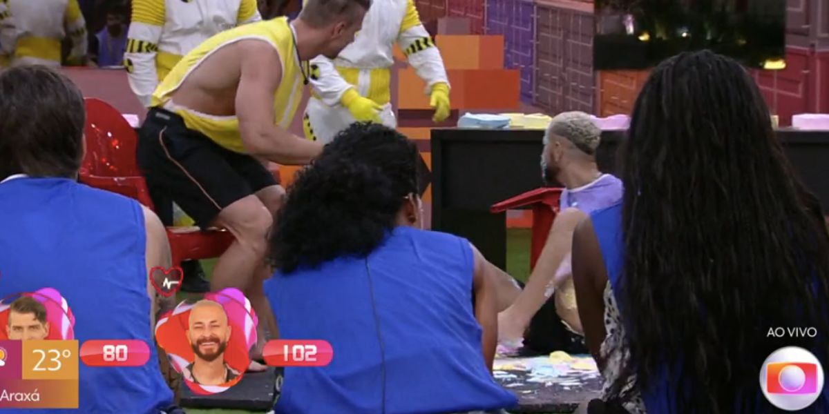 Encontro erra ao mostrar imagem de Fred no chão do BBB23 e Patrícia Poeta manda recado para diretor para que cena de tombo seja transmitida inteira (Foto: Reprodução / Encontro da Globo)