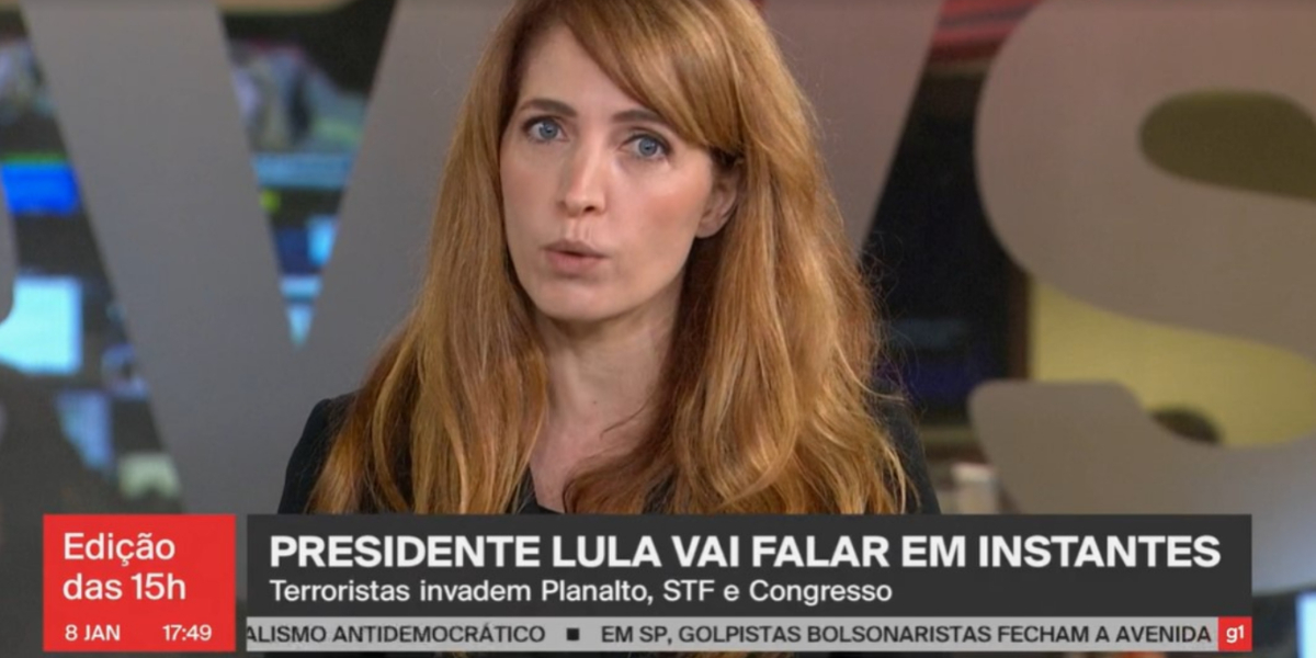 Poliana Abritta durante a cobertura da Globo em conjunto com a GloboNews - Foto: Reprodução