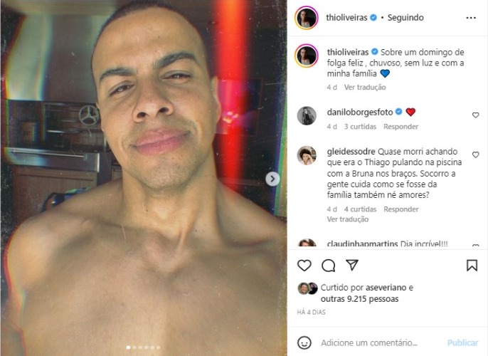 O apresentador surgiu sem camisa e arrancou suspiros dos internautas (Foto Reprodução/Instagram)