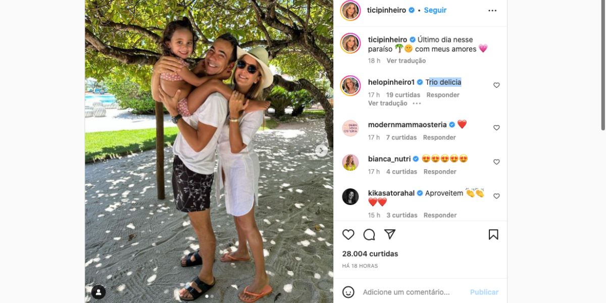 Ticiane Pinheiro compartilha foto de último dia de viagem com César Tralli e recebe recado da mãe (Fotos: Reprodução / Instagram) 