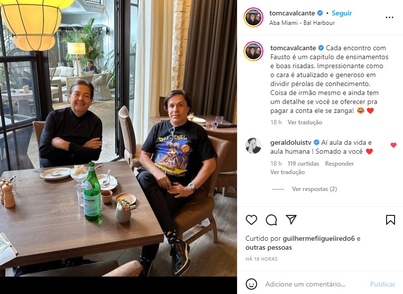 Tom Cavalcante teve um encontro com ninguém menos que Faustão e postou nas redes sociais (Foto: Reprodução)