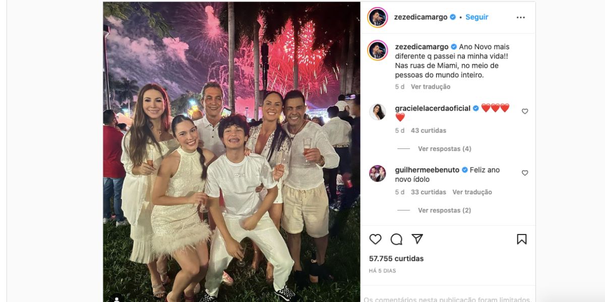 Zezé Di Camargo coloca Graciele Lacerda dentro de avião, casal fica em Miami em cidade ao lado de Zilu, que mora nos Estados Unidos (Fotos: reproduções instagram)