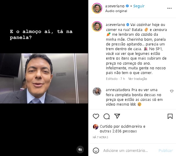 Alan Severiano filmou momento no elevador com funcionária da Globo (Foto: Reprodução/ Instagram)