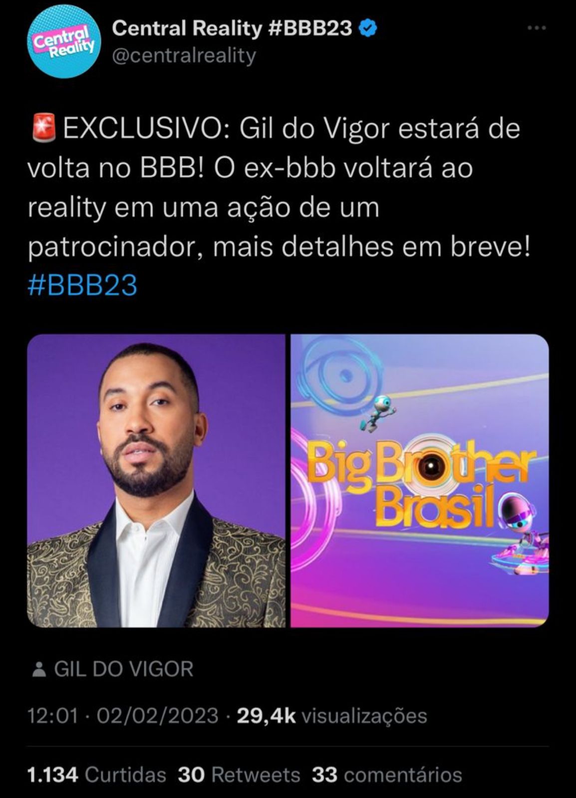 BBB23: Gil do Vigor volta para dentro da casa mais vigiada e informação acaba sendo vazada - Foto Reprodução