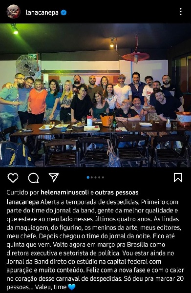 Publicação de Lana Canepa (Foto: Reprodução/ Instagram)