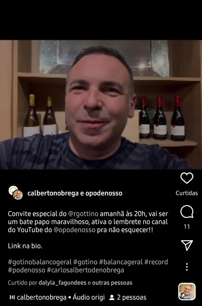 Publicação de Carlos Alberto de Nóbrega (Foto: Reprodução/ Instagram)