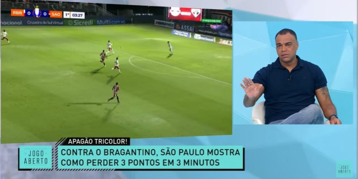 Denílson ficou indignado com a derrota do São Paulo na noite da última quarta-feira (Reprodução: Jogo Aberto/ Band)