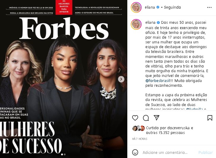 Eliana fez relato sincero em suas redes sociais e falou sobre trabalho na TV (Foto: Reprodução/ Instagram)