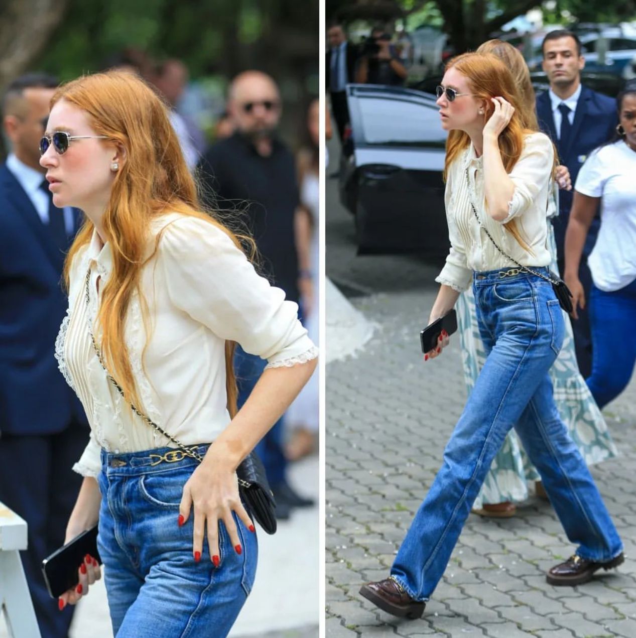 Em cerimônia de velória restrita, Marina Ruy Barbosa e Narcisa são vistas abaladas em último adeus a Glória Maria (Foto: AgNews)