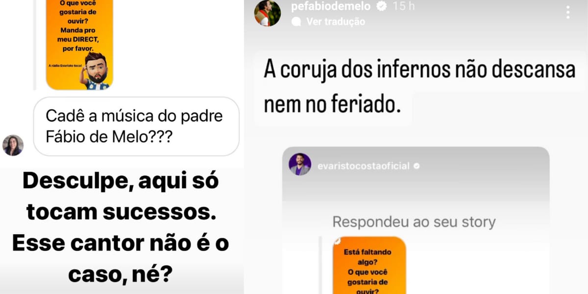 Evaristo Costa deu opinião sincera sobre Padre Fábio de Melo, que não deixou barato (Reprodução: Instagram)