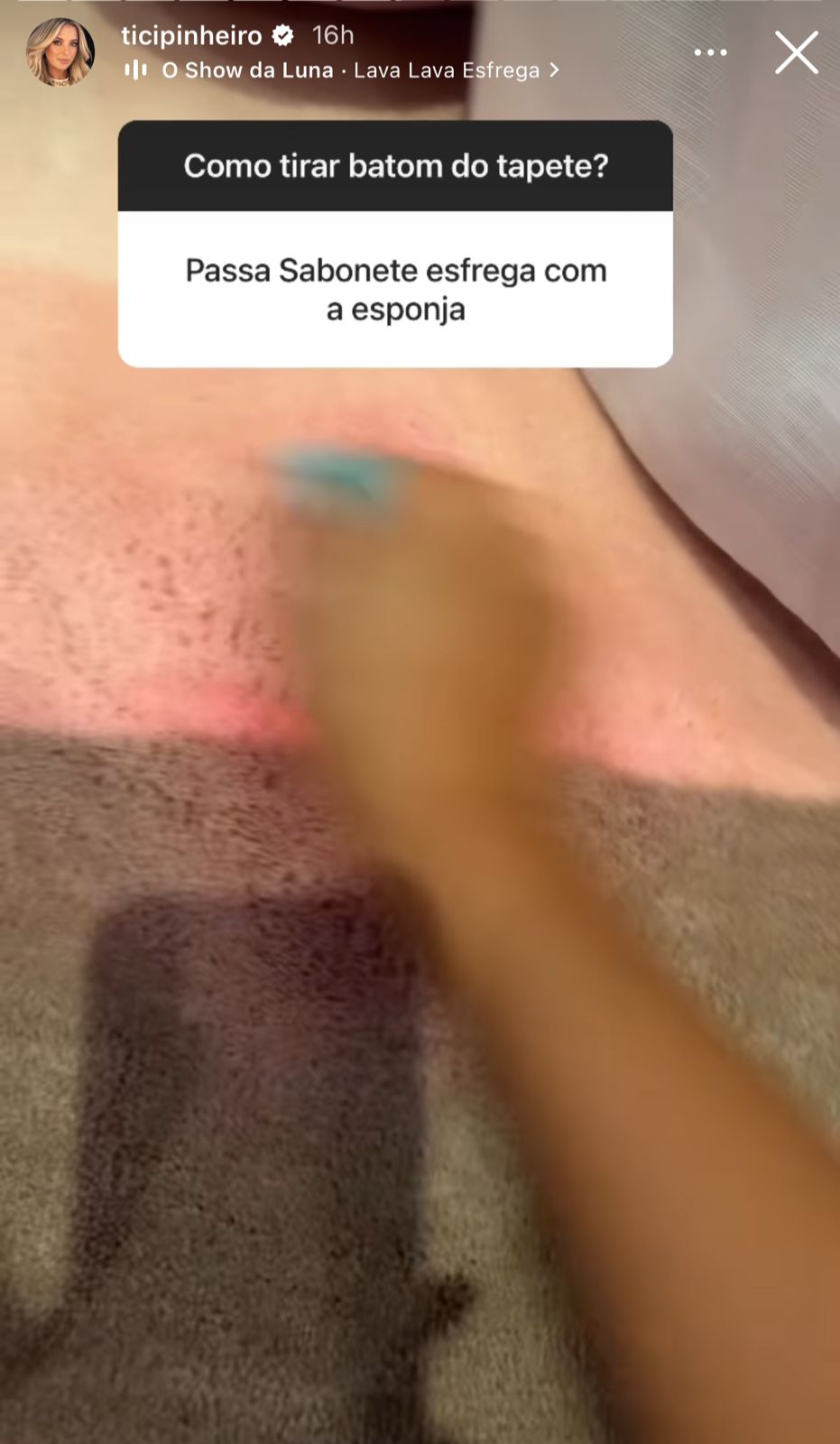 Fãs dão dicas a Ticiane Pinheiro de como retirar mancha do tapete - Foto Reprodução instagram