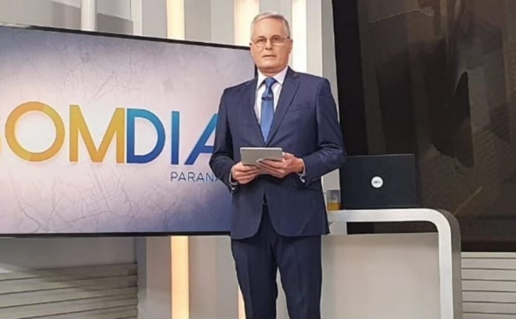 Fernando Parracho no comando do Bom Dia Paraná na afiliada da Globo no estado