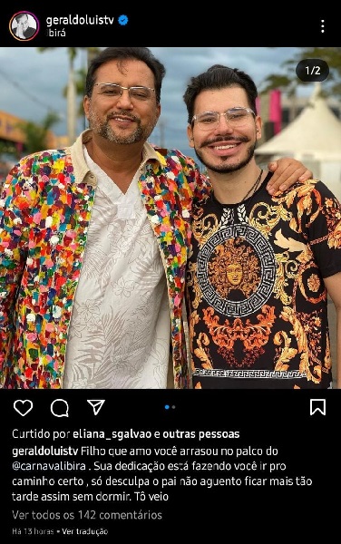 Publicação de Geraldo Luís (Foto: Reprodução/ Instagram)