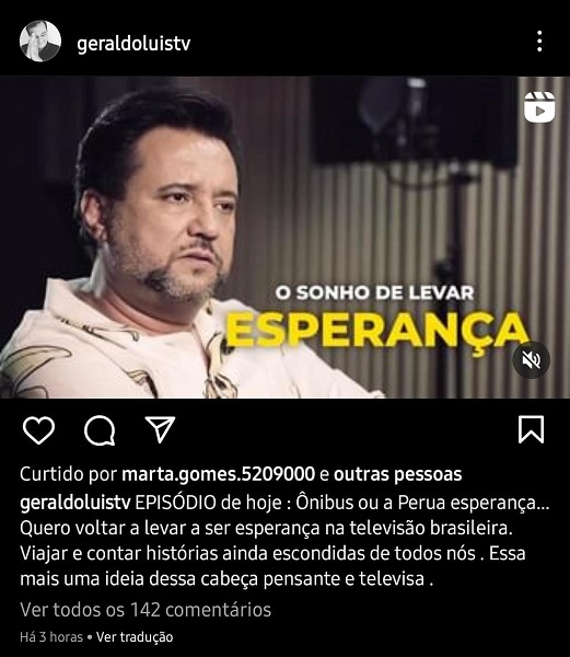 Publicação de Geraldo Luís (Foto: Reprodução/ Instagram)