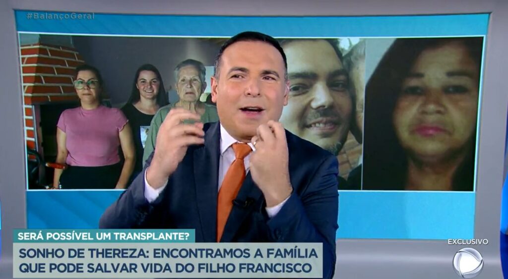 Gottino mostrou a que a Record encontrou a família de Francisco que precisa de uma doação de medula para vencer um câncer