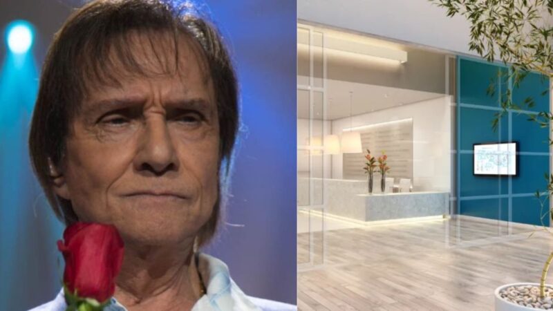 Un salón suntuoso, acristalado y suntuosamente decorado, donde Roberto Carlos pasa sus días - reproducciones fotográficas