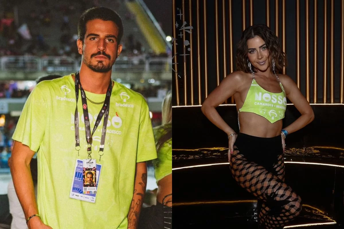 Jade Picon e Enzo Celulari trocaram beijos em camarote da Sapucaí (Foto: Reprodução)