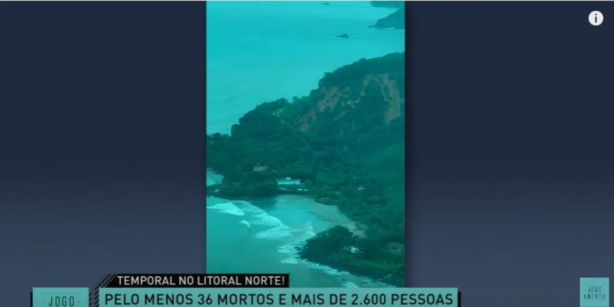 Fortes chuvas atingiram o litoral norte de São Paulo e mataram 36 pessoas e mais 40 desaparecidas (Reprodução: Jogo Aberto/ Band)