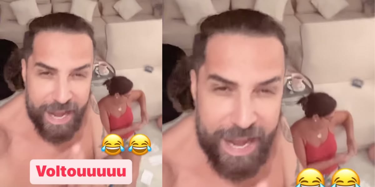 Latino celebrando que o acesso a sua rede social voltou (Reprodução: Instagram)