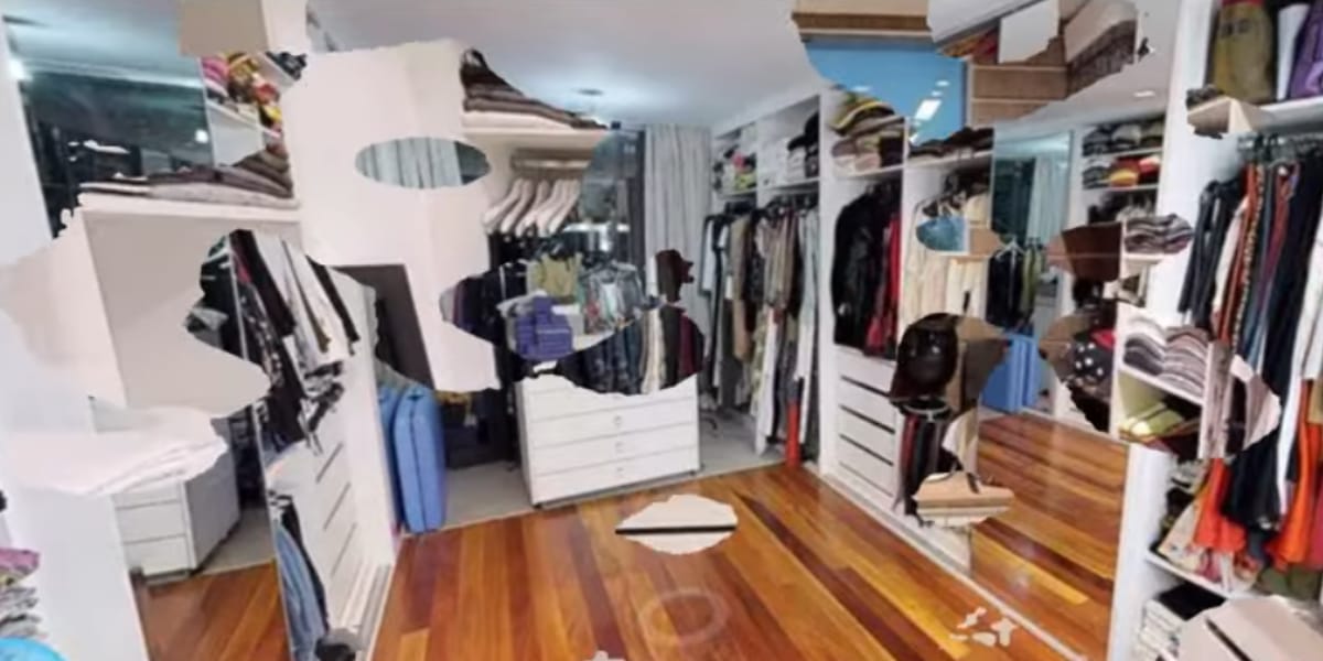 Closet de Gio Ewbank, recheado de roupas, sem espaço para mais nada (Reprodução: Youtube)