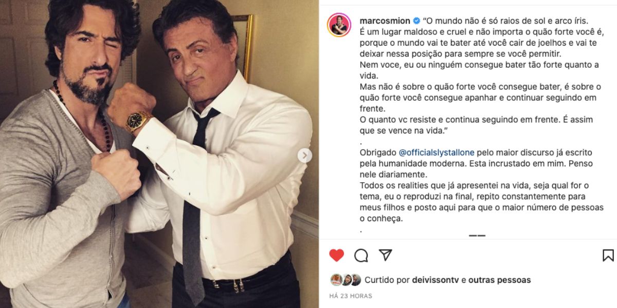 Marcos Mion faz texto impactante sobre a vida devido a fala de Sly Stallone (Foto: Reprodução / Caldeirão da Globo)