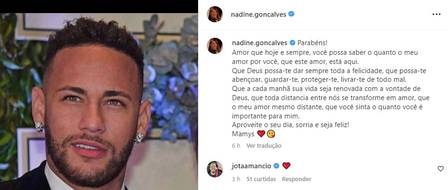 Nadine Gonçalves, mãe de Neymar Jr, deseja felicitações ao filho - (Foto: Reprodução Instagram)