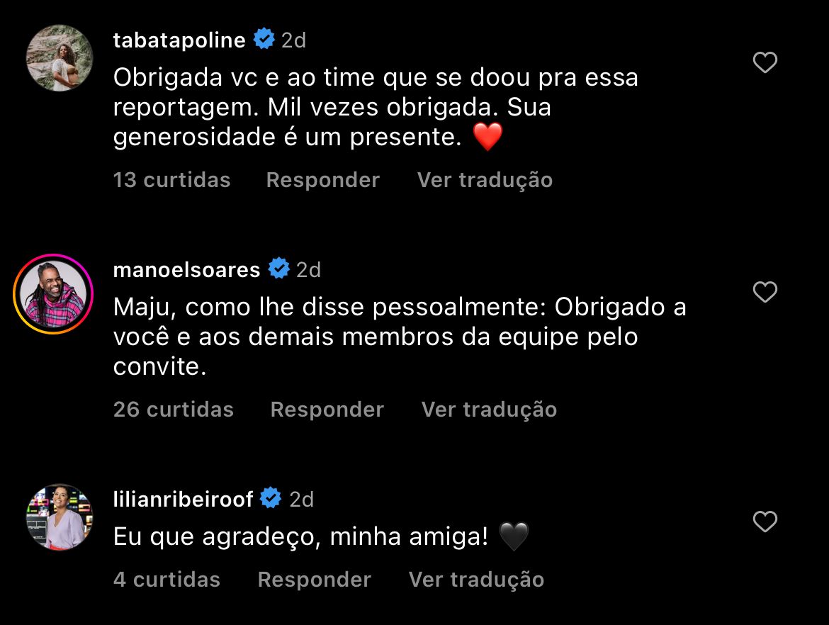 O apresentador do Encontro, Manoel Soares, entrega publicamente o que expôs para Maju Coutinho, em estúdios da Globo - Foto Reprodução: Instagram