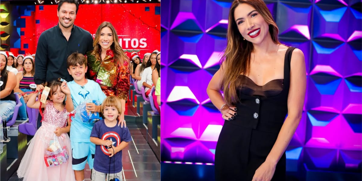 Patrícia Abravanel, no programa de natal, levou seus filhos para a televisão (Reprodução: Programa Silvio Santos/ SBT)