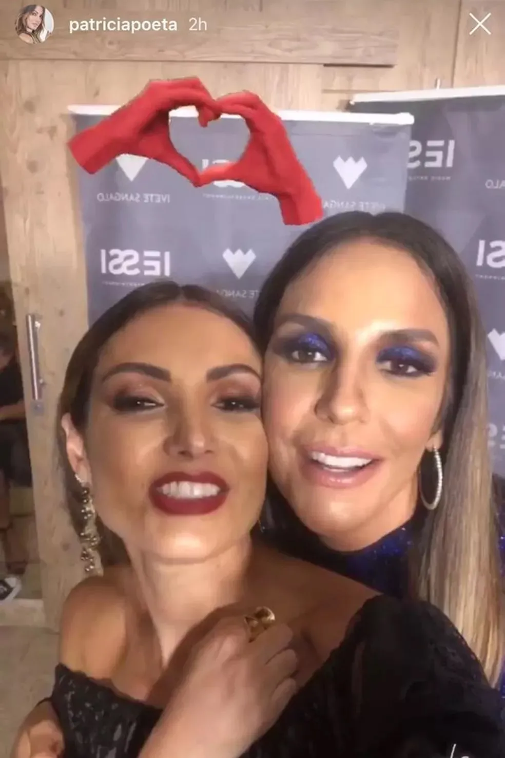 Patrícia Poeta e Ivete Sangalo em bastidores de show da cantora - Foto Reprodução instagram