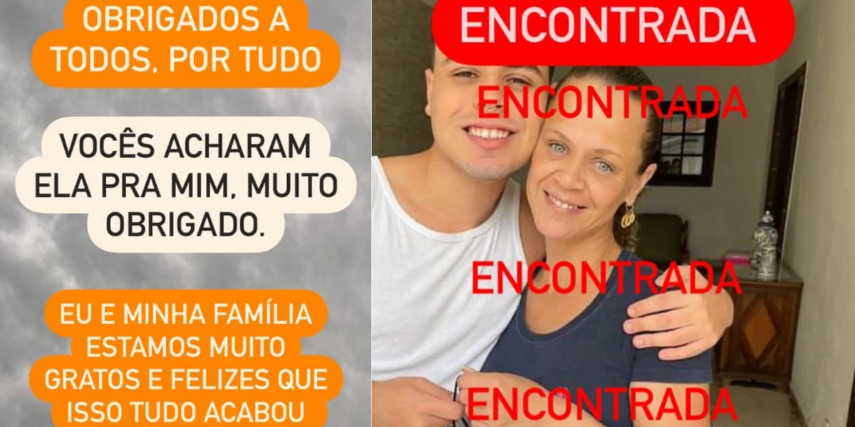 Pedro Monteiro comemora que sua mãe, Rafaela, foi encontrada com vida, após 1 semana desaparecida (Reprodução: Instagram)