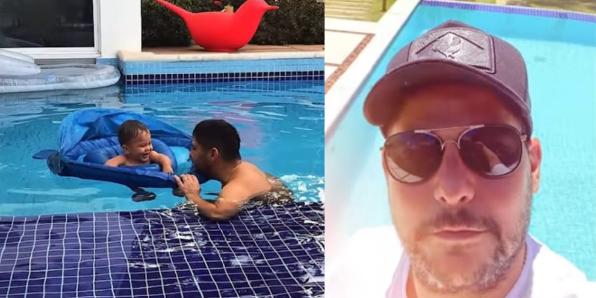 Piscina da mansão do cantor, onde curte com sua família (Reprodução: Youtube)