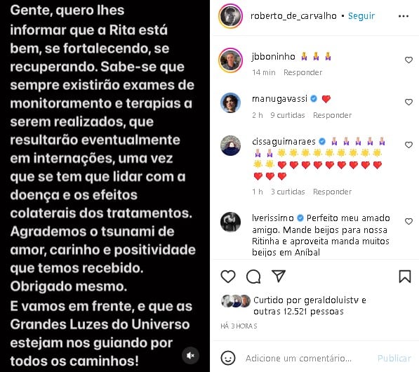 Marido da cantora fez comunicado sobre seu estado de saúde (Foto: Reprodução/ Instagram)