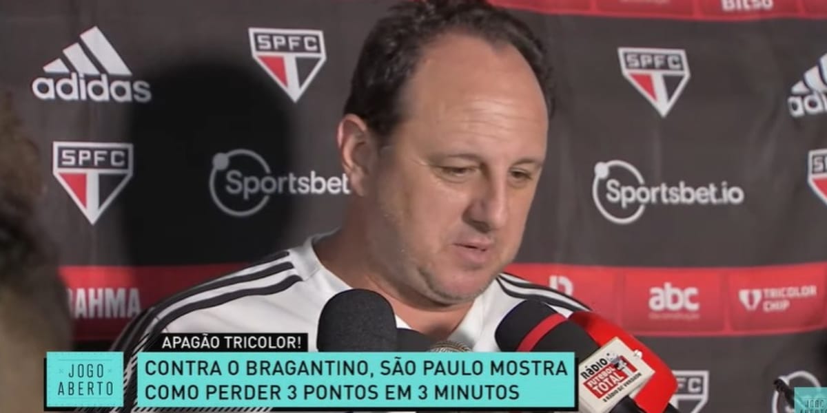 Rogério Ceni tenta se explicar após mais uma derrota do São Paulo no campeonato paulista (Reprodução: Jogo Aberto/ Band)