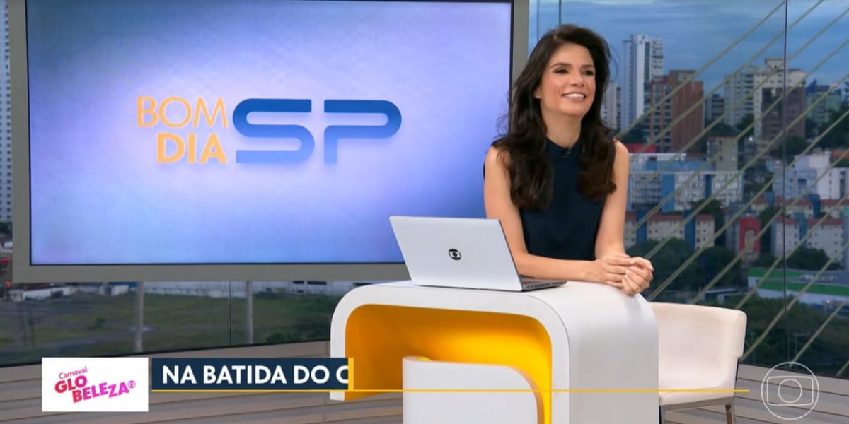 Sabina Simonato não conseguiu esconder sua felicidade com as palavras da amiga (Reprodução: Bom Dia SP/ Globo)