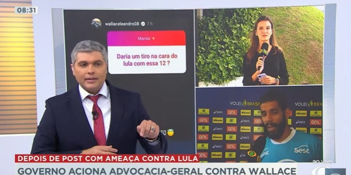 Wallace está sendo acusado de incitar violência contra o Lula e Joel Datena ficou chocado com o caso (Reprodução: Bora Brasil/ Band)