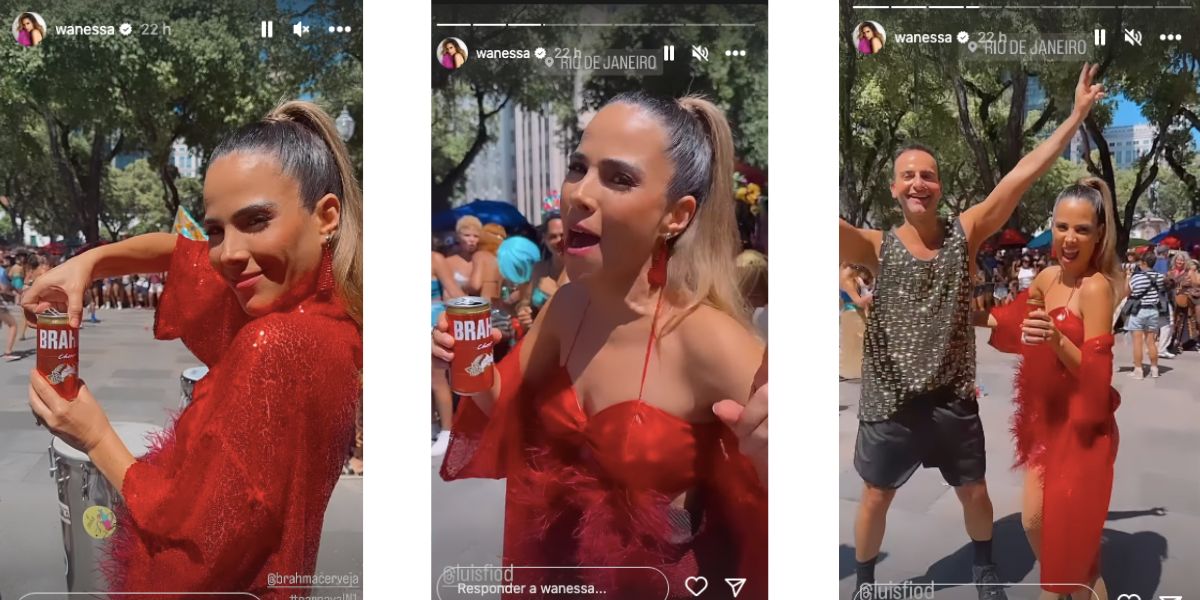 Wanessa Camargo bebe cerveja da Brahma enquanto aproveita o Carnaval ao contrário de Gisele Bündchen que só tomou água (Fotos: Instagram)