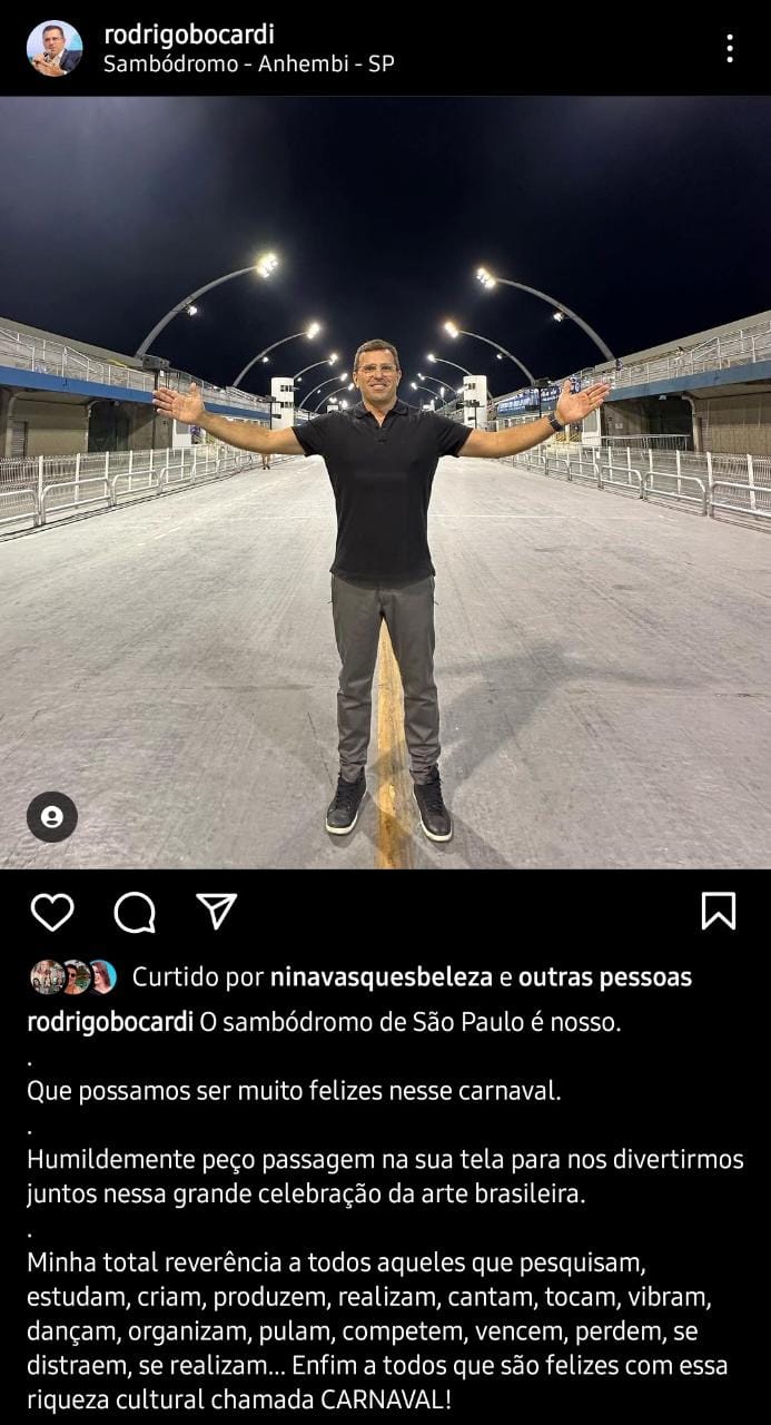 Publicação de Rodrigo Bocardi (Foto: Reprodução/ Instagram)