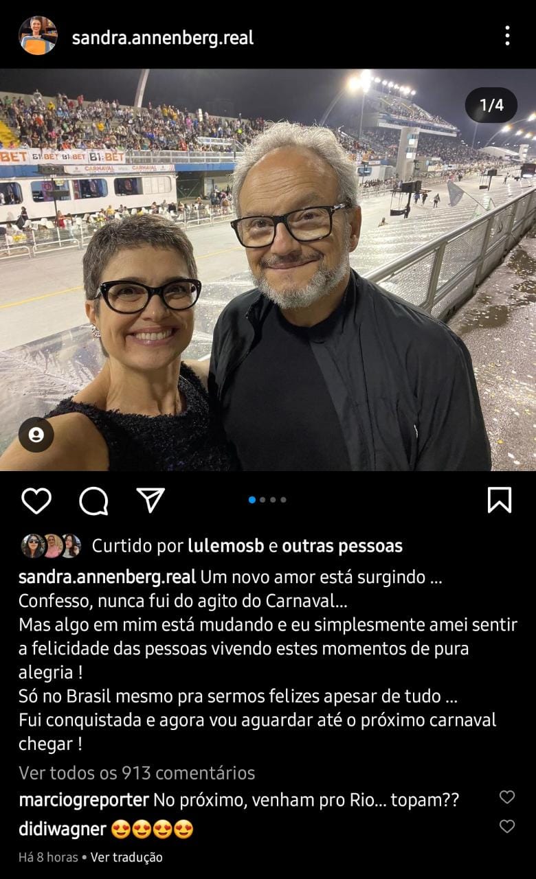 Publicação de Sandra Annenberg (Foto: Reprodução/ Instagram)